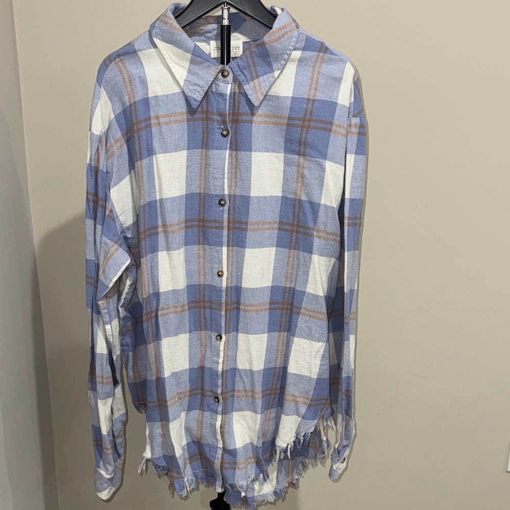 Blue and White Plaid flannel shirt